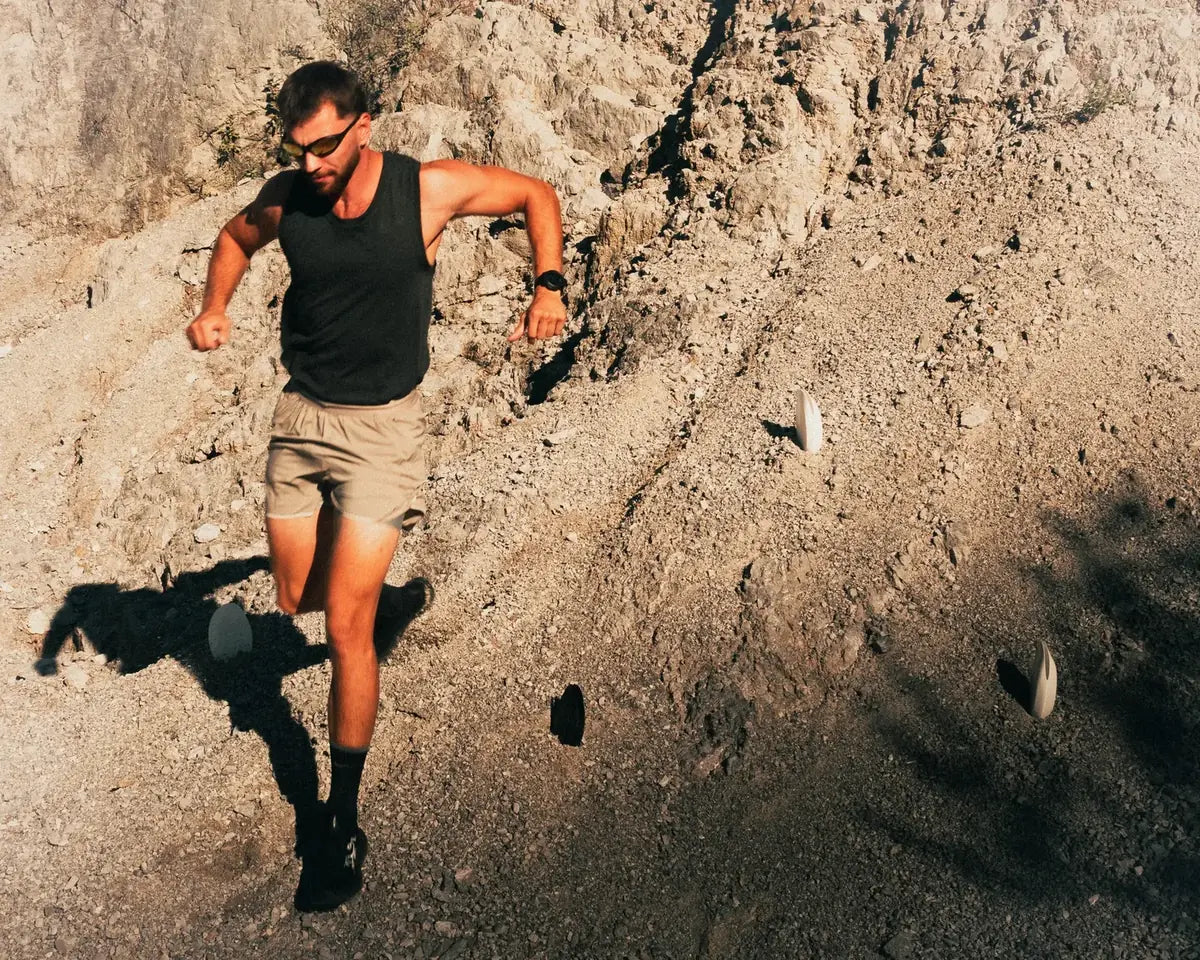 Runner coming down a gravel slope